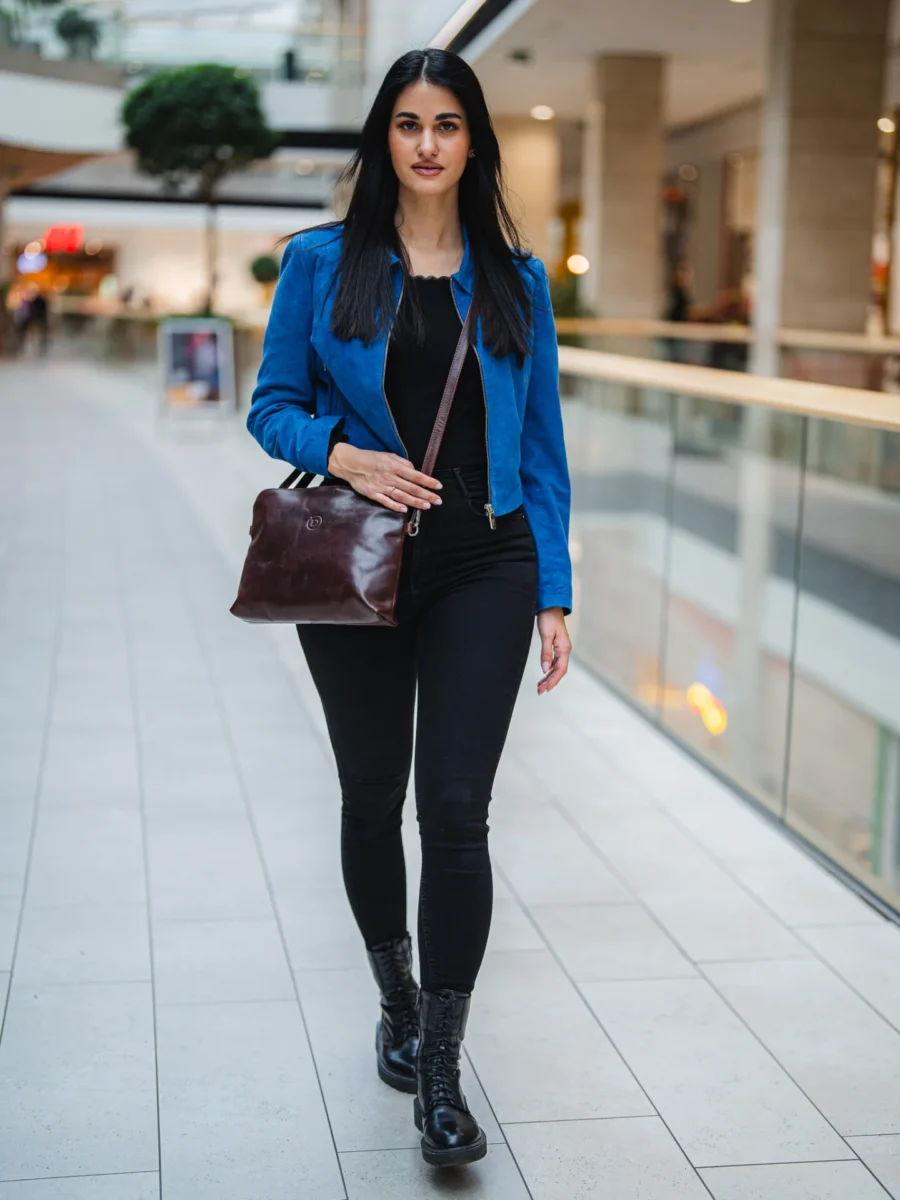 Ester Short Blue - Dámská semišová bunda modrá - Obrázek 9