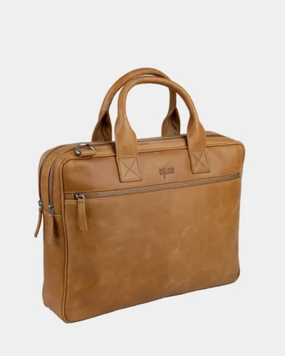 pásnká kožená business taška koňaková