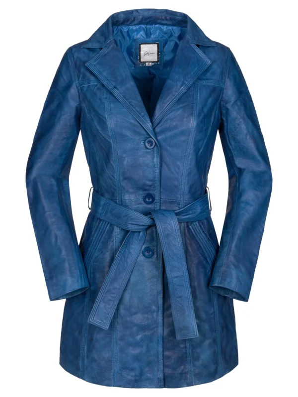dámský modrý kožený kabátek