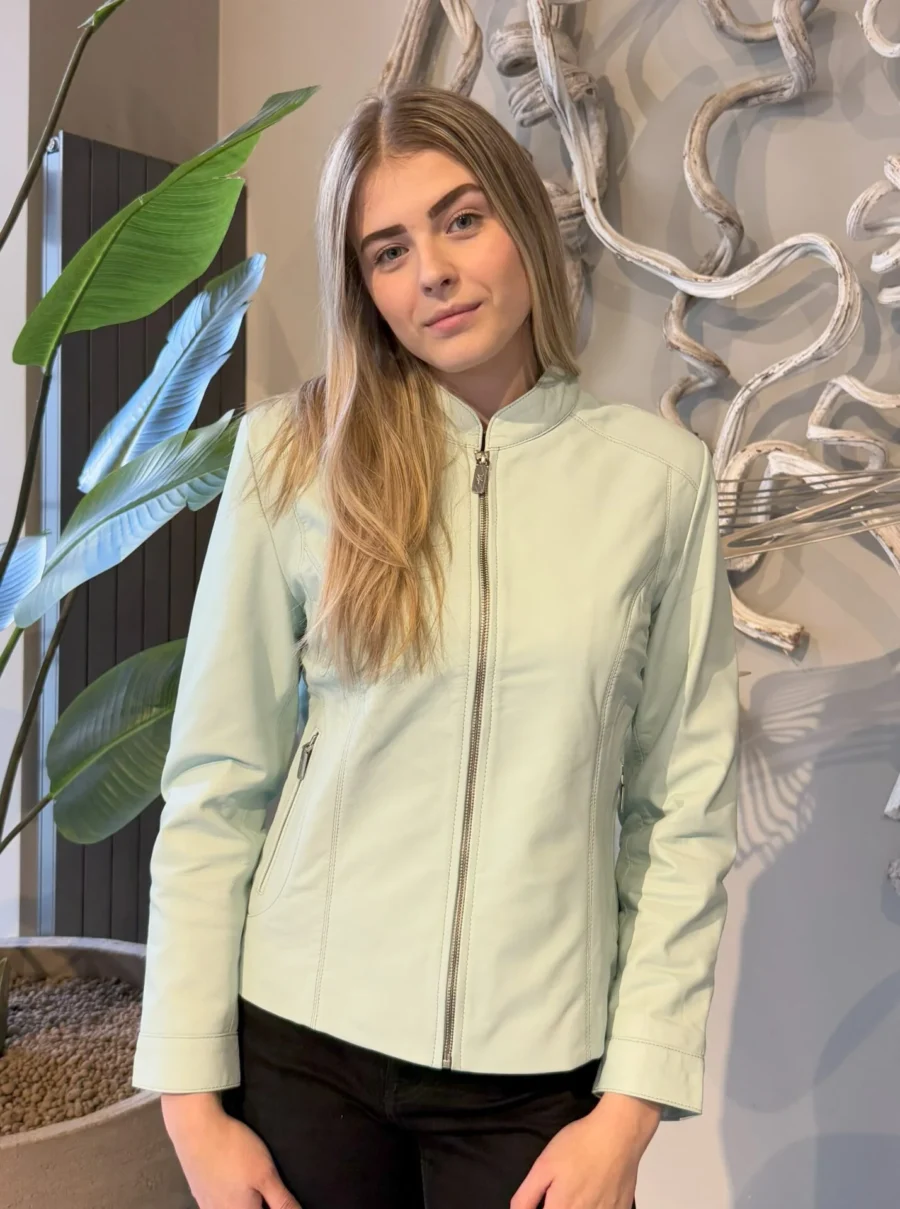 Becca Mint 2.0 short – Dámská kožená bunda mentolová