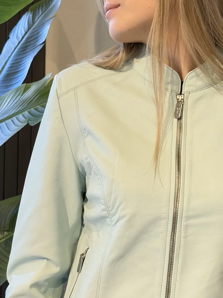 Becca Mint 2.0 short – Dámská kožená bunda mentolová - Obrázek 2