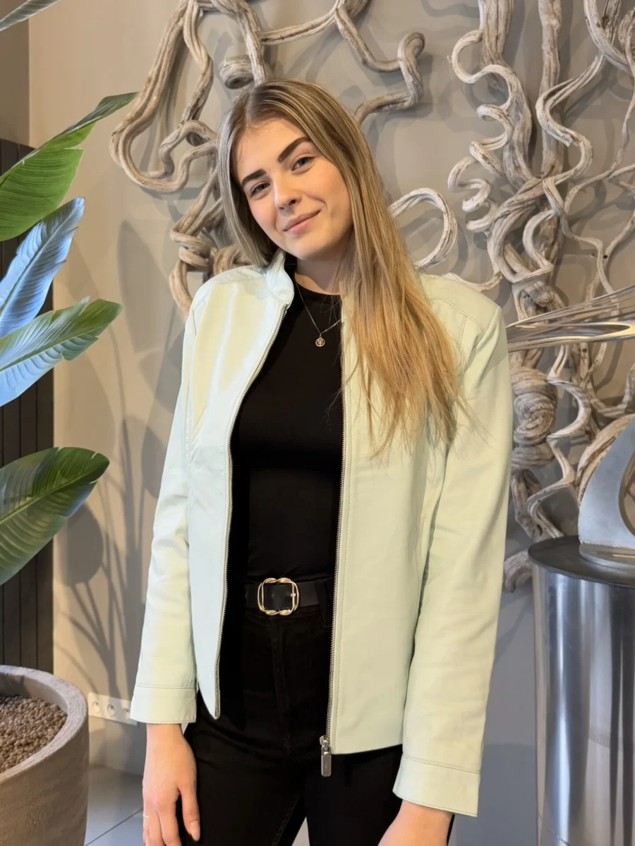 Becca Mint 2.0 short – Dámská kožená bunda mentolová - Obrázek 3