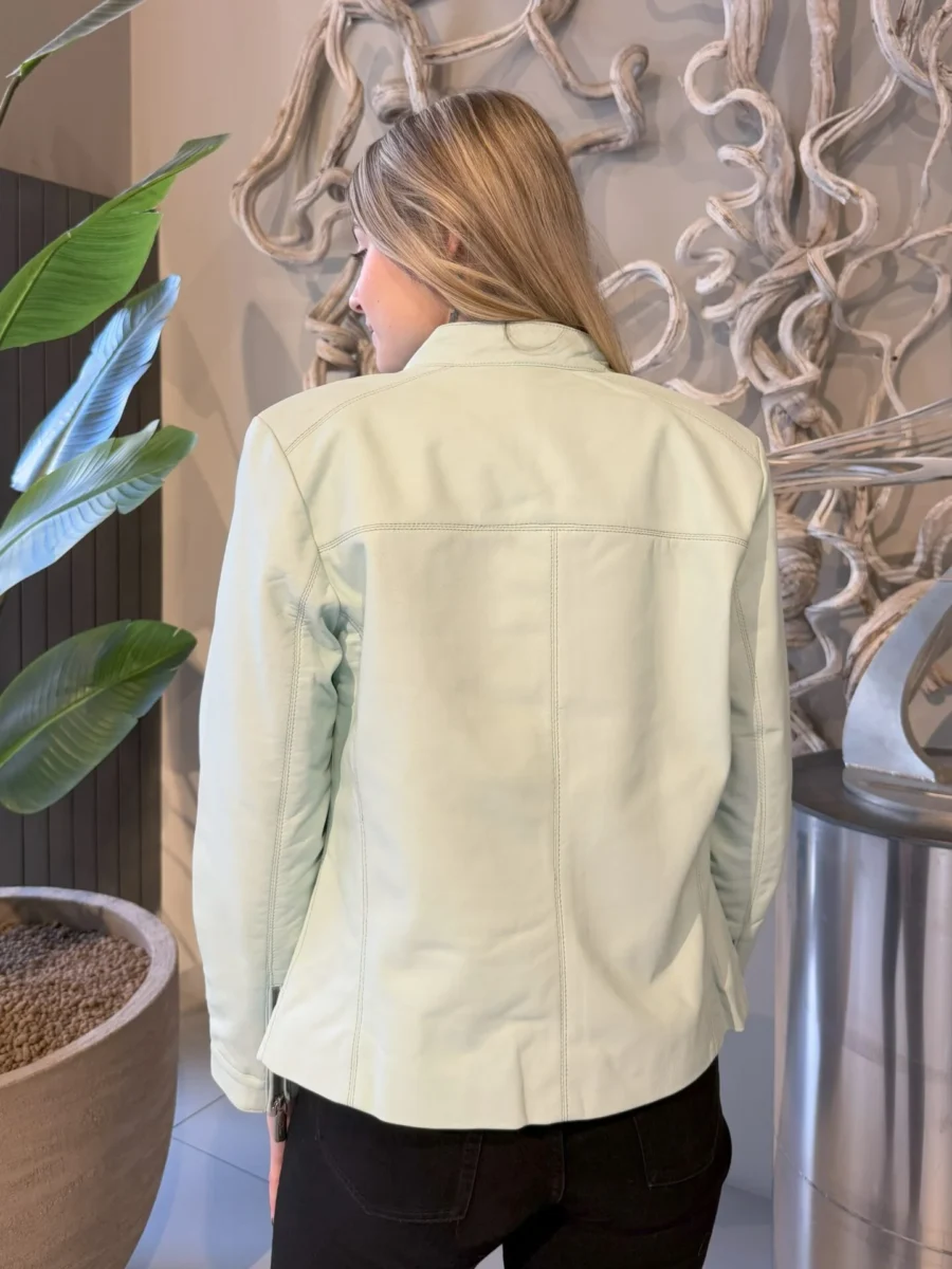 Becca Mint 2.0 short – Dámská kožená bunda mentolová - Obrázek 5