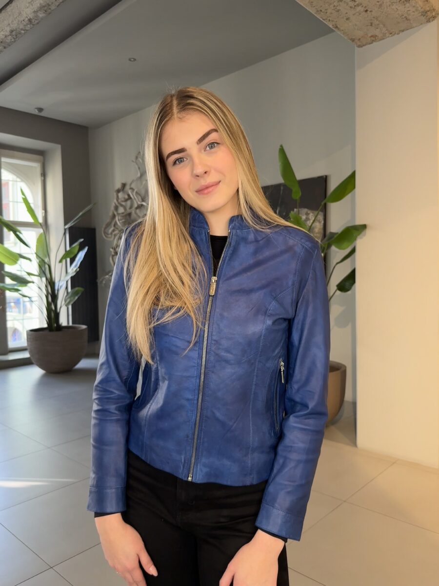 Becca Blue Antique – Dámská kožená bunda modrá - Obrázek 4