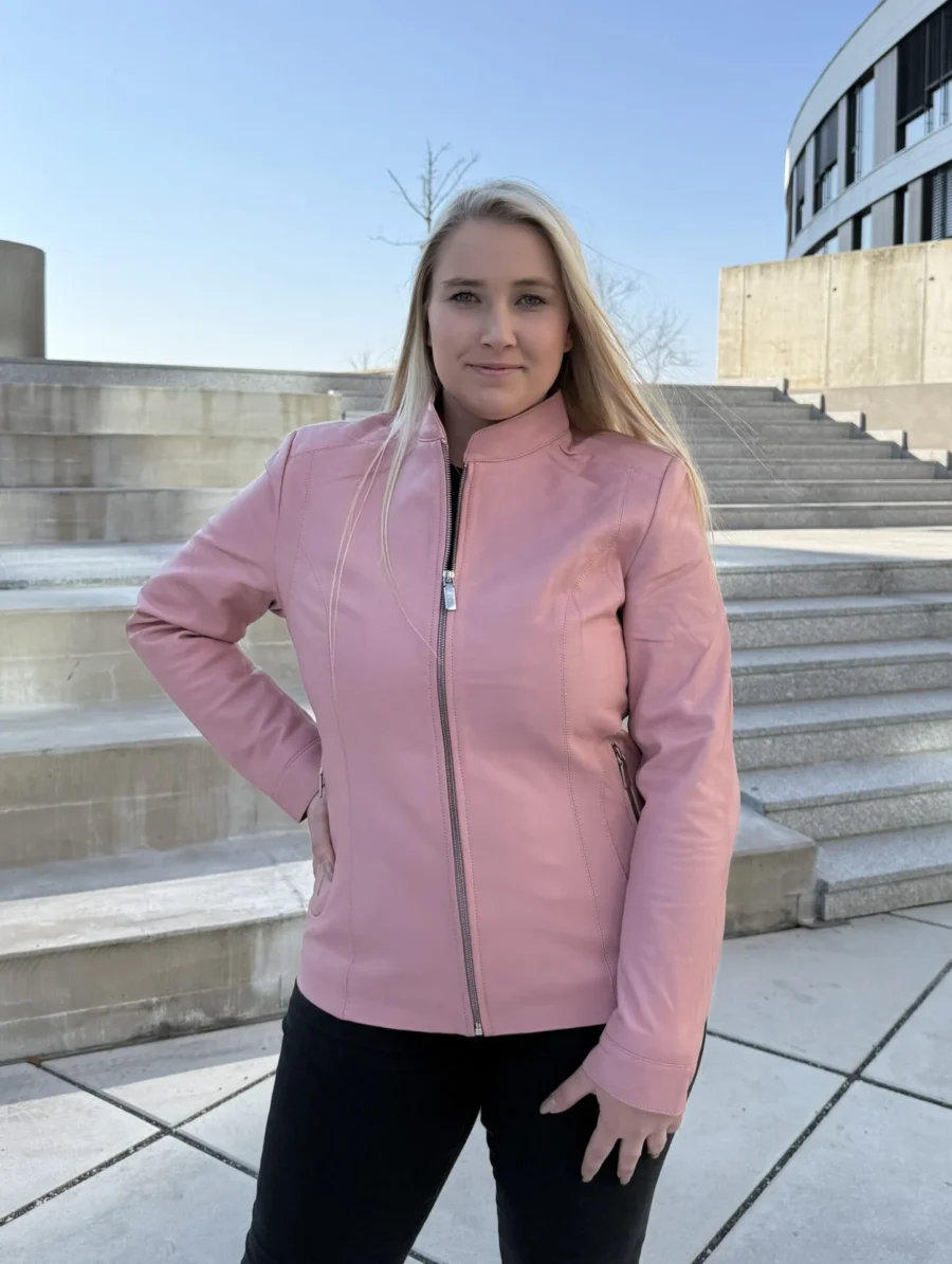 Becca Flexi Pink – Dámská kožená bunda růžová - Obrázek 4