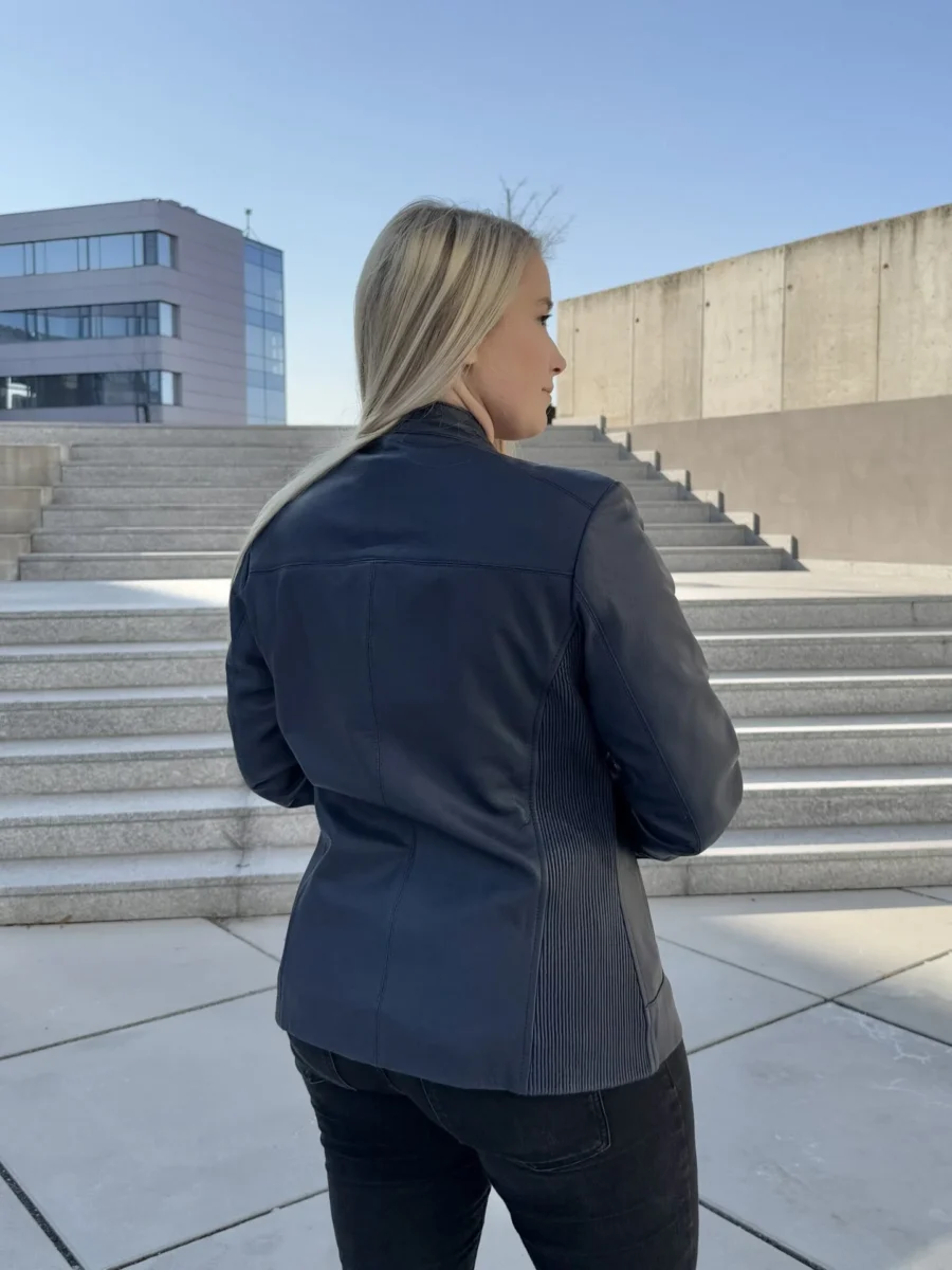 Becca Flexi Navy Blue – Dámská kožená bunda tmavě modrá - Obrázek 6