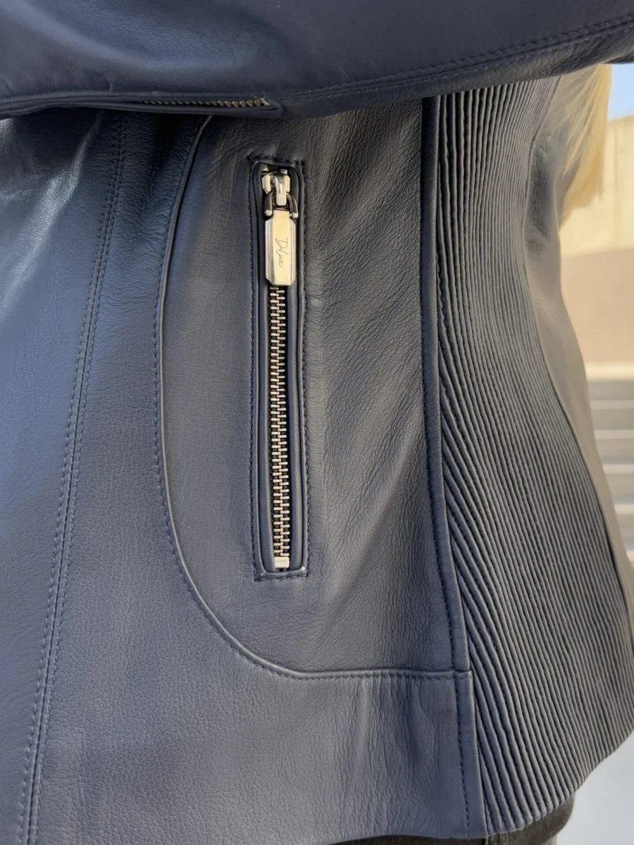 Becca Flexi Navy Blue – Dámská kožená bunda tmavě modrá - Obrázek 5