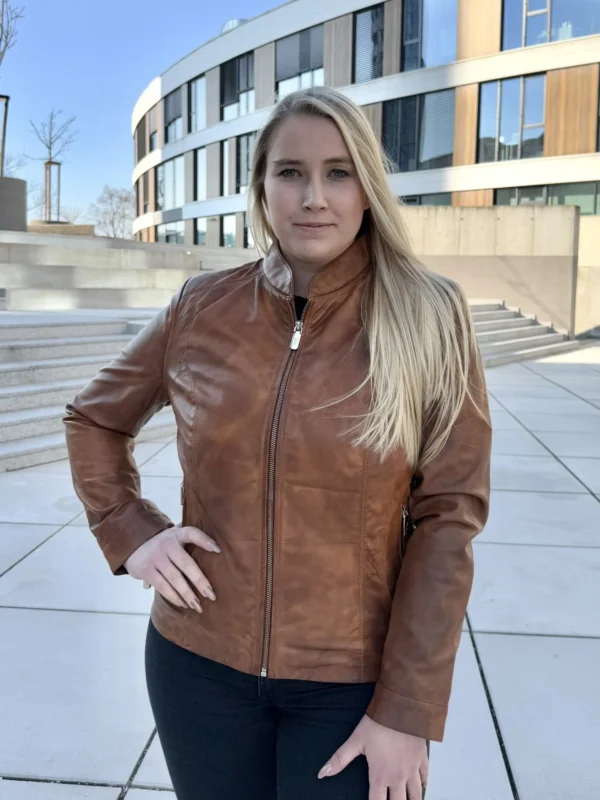 Becca Wood Brown 2.0 short – Dámská kožená bunda hnědá