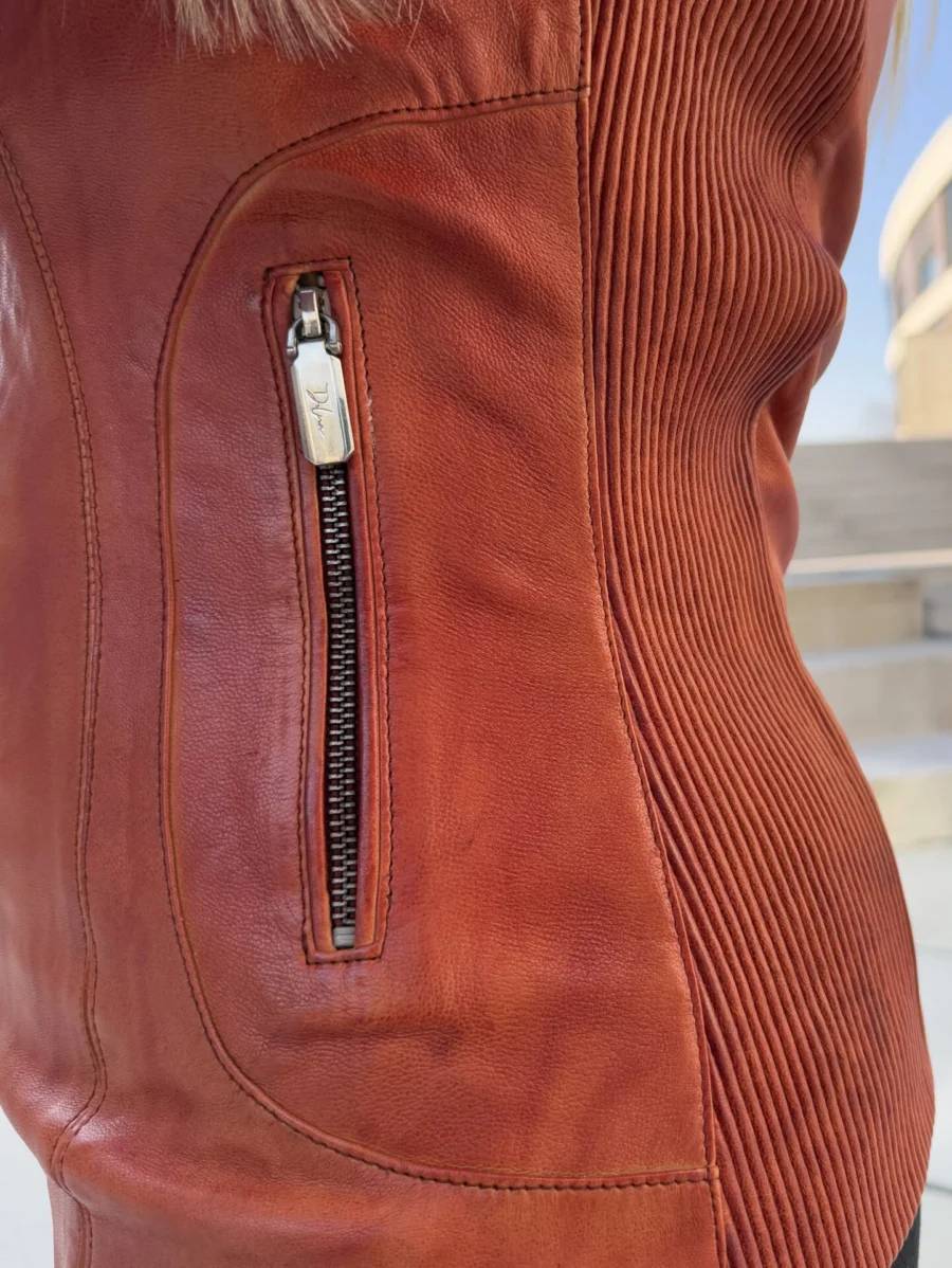 Becca Flexi Bordeaux – Dámská kožená bunda cihlová - Obrázek 6