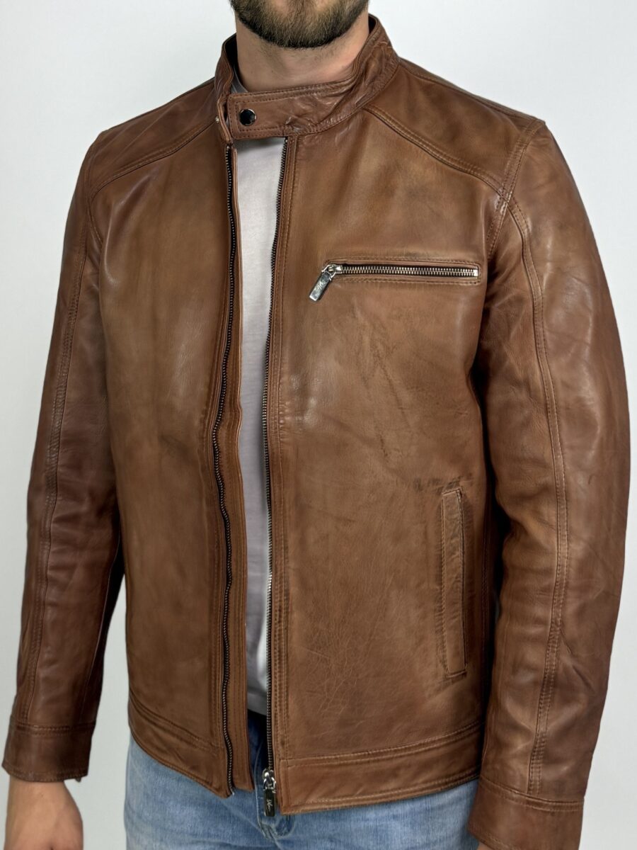 James 007 Chestnut Brown - Kožená bunda hnědá kaštan - Obrázek 2