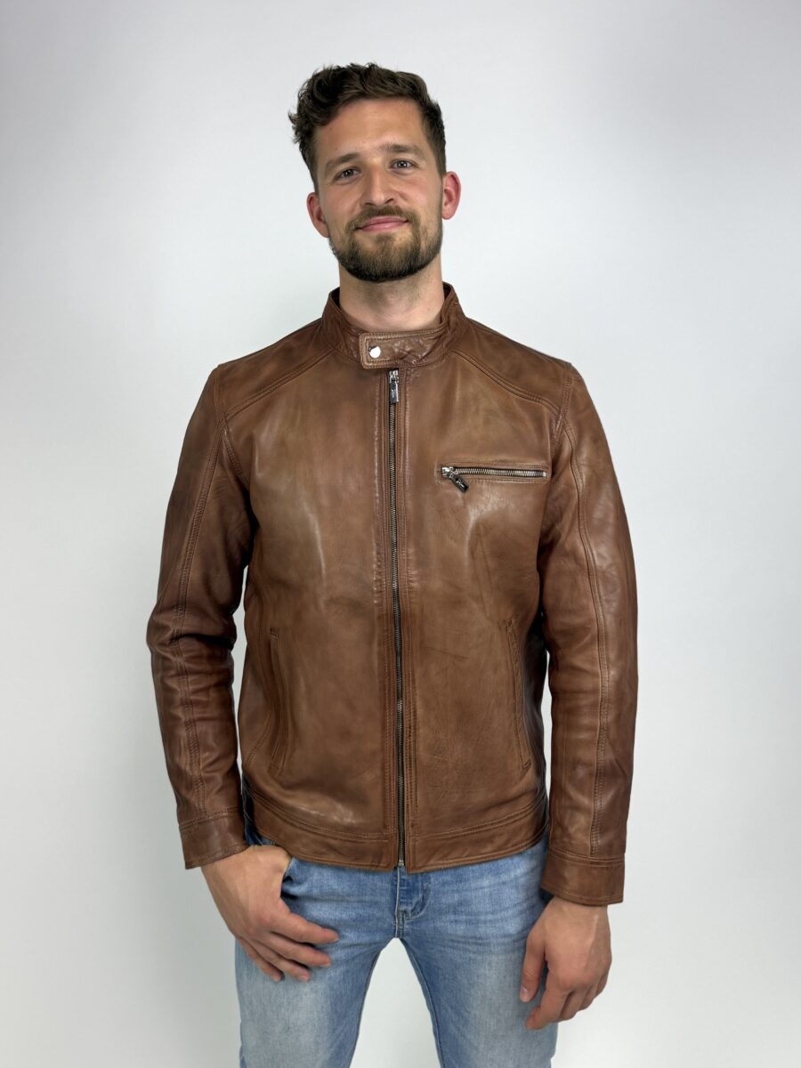 James 007 Chestnut Brown - Kožená bunda hnědá kaštan - Obrázek 3