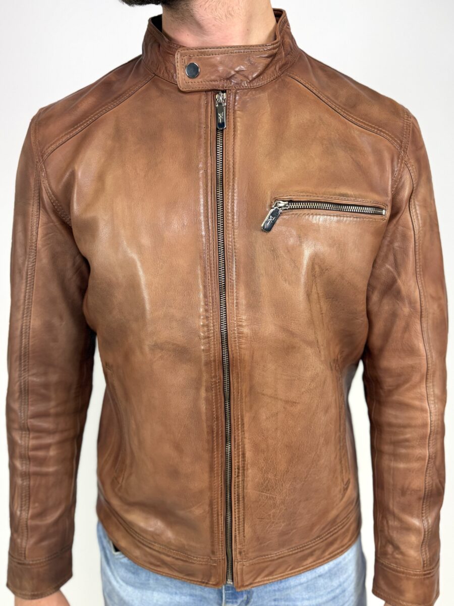 James 007 Chestnut Brown - Kožená bunda hnědá kaštan - Obrázek 6