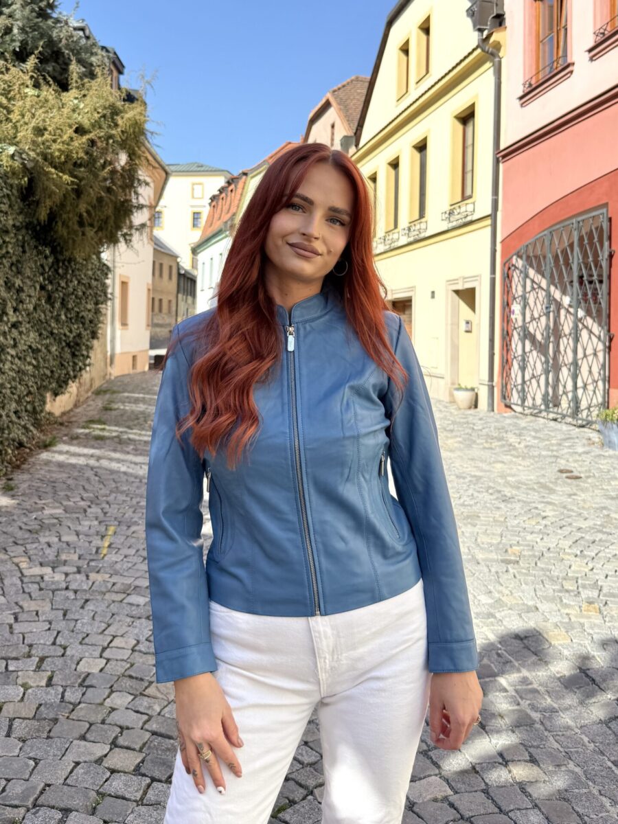 Becca Electric Blue 2.0 short – Dámská kožená bunda modrá - Obrázek 3