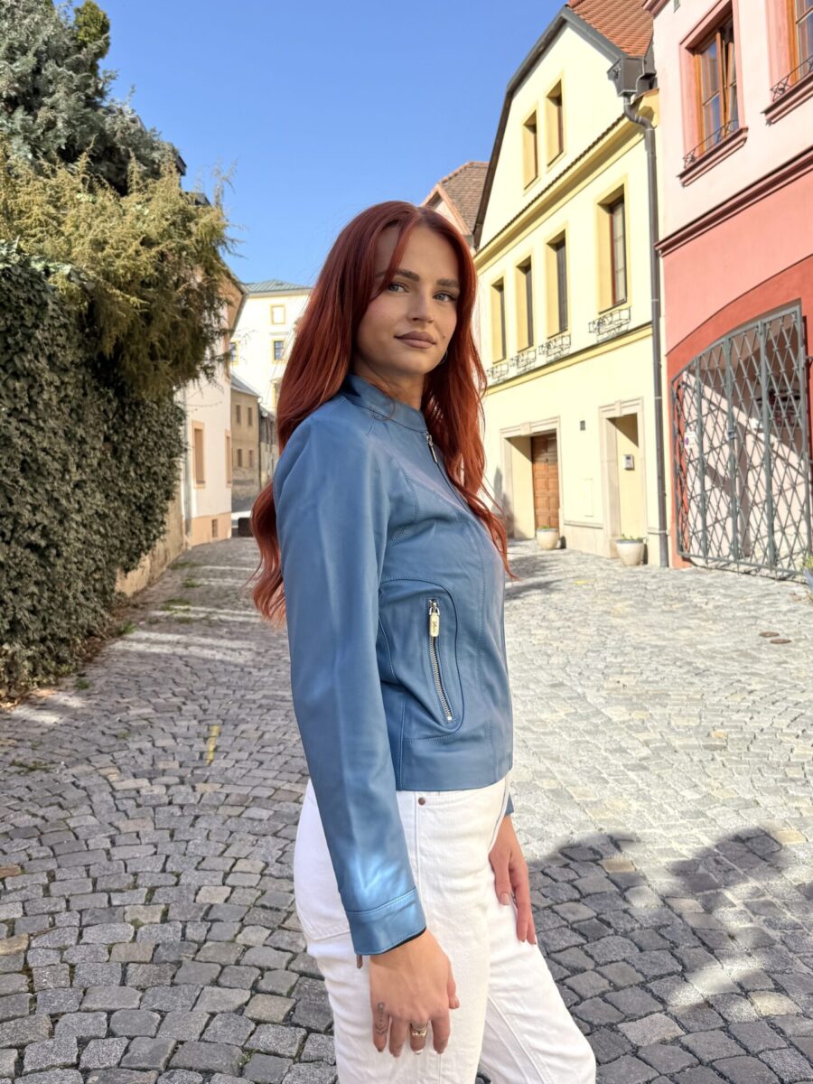 Becca Electric Blue 2.0 short – Dámská kožená bunda modrá - Obrázek 4