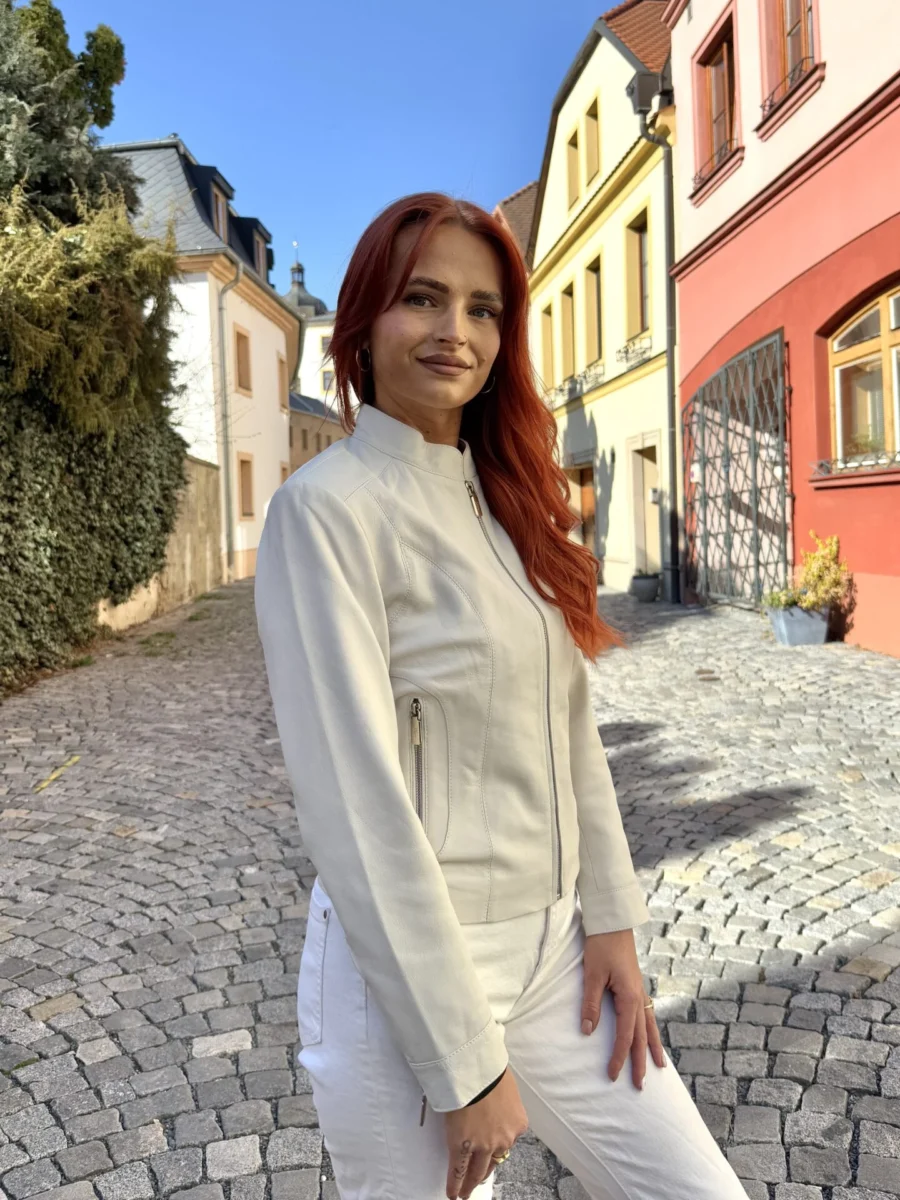 Becca White 2.0 short – Dámská kožená bunda bílá - Obrázek 4