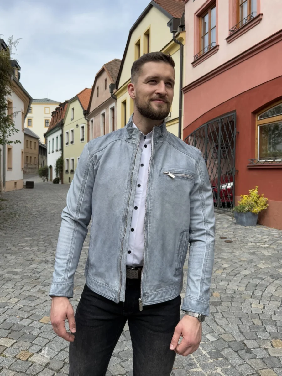 Liverpool White Rubber– Kožená bunda bílá vintage - Obrázek 3
