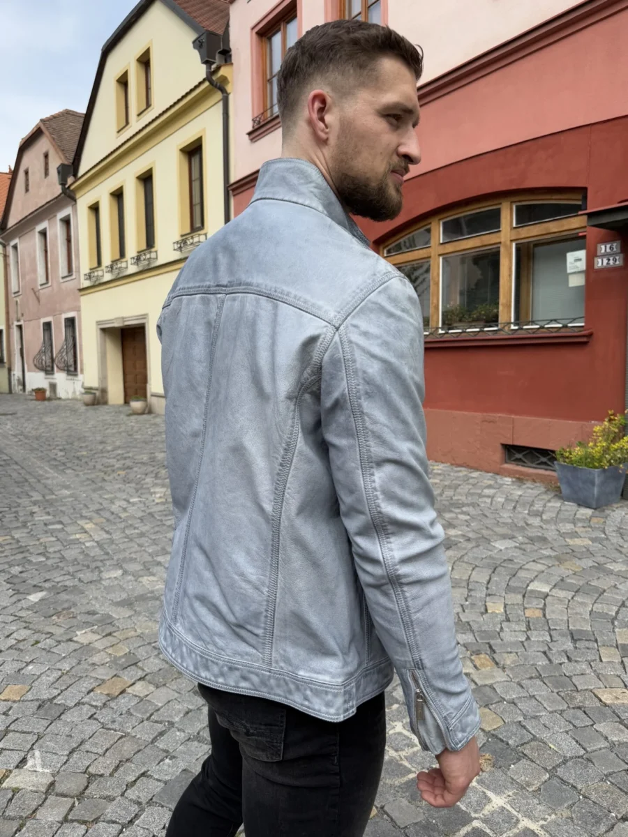 Liverpool White Rubber– Kožená bunda bílá vintage - Obrázek 4