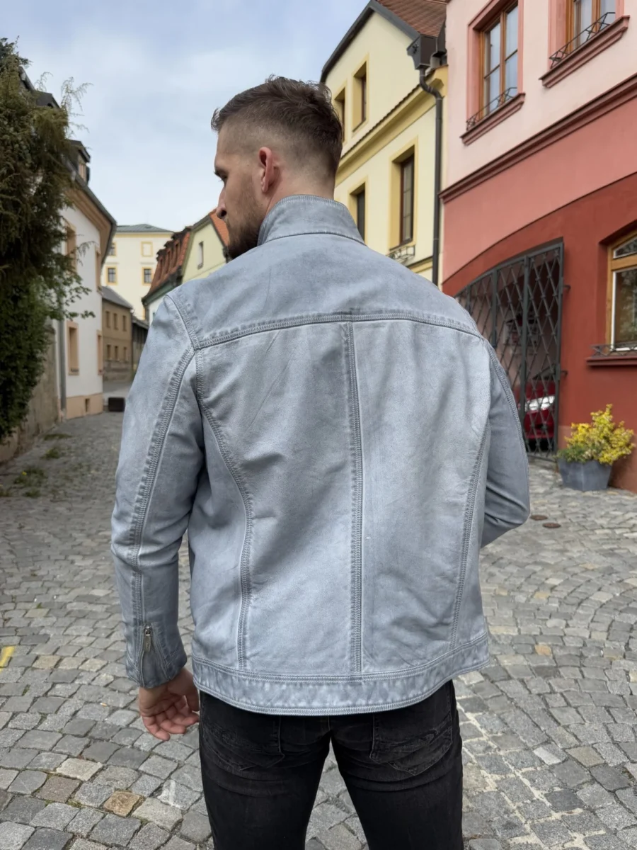 Liverpool White Rubber– Kožená bunda bílá vintage - Obrázek 5