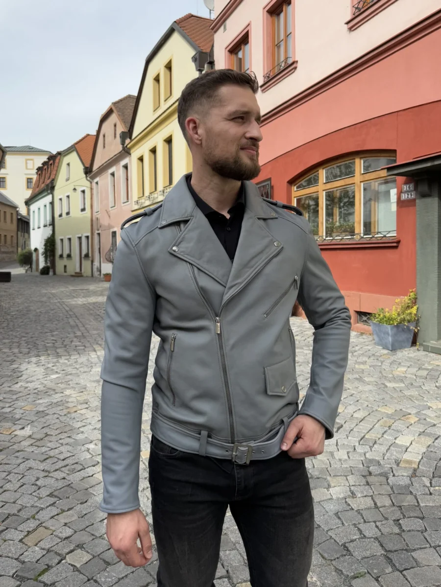 Karl - Kožený křivák šedý - Obrázek 3