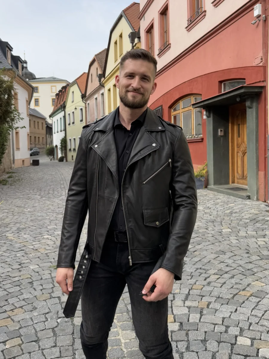 Karl Biker - Pánský kožený křivák černý