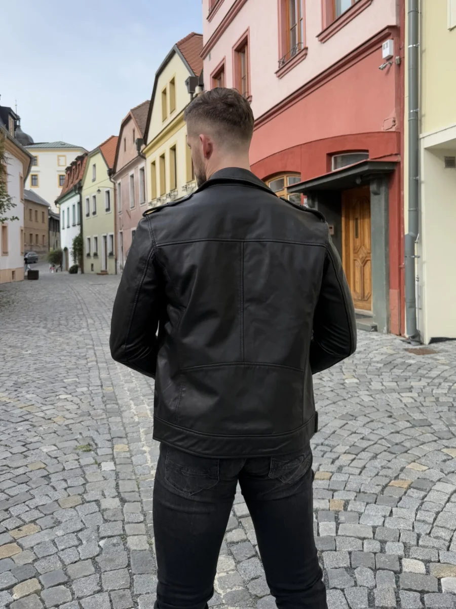 Karl Biker - Pánský kožený křivák černý - Obrázek 4