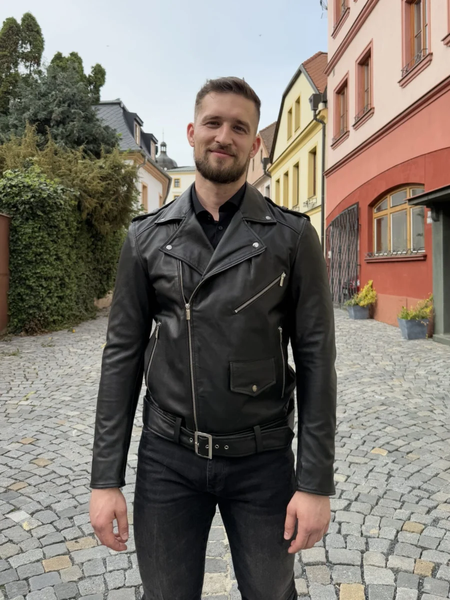 Karl Biker - Pánský kožený křivák černý - Obrázek 3