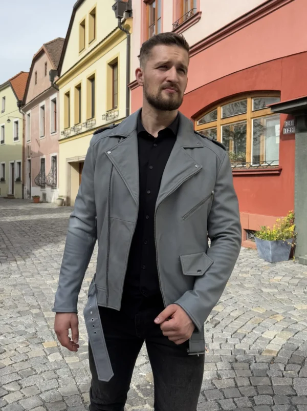 Karl - Kožený křivák šedý