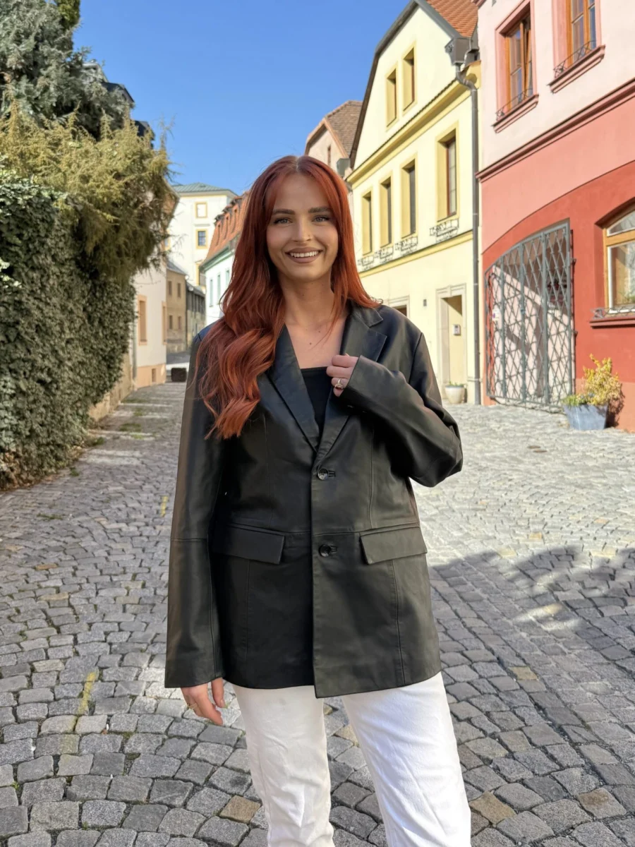 Leonardo – Černé kožené sako unisex - Obrázek 3