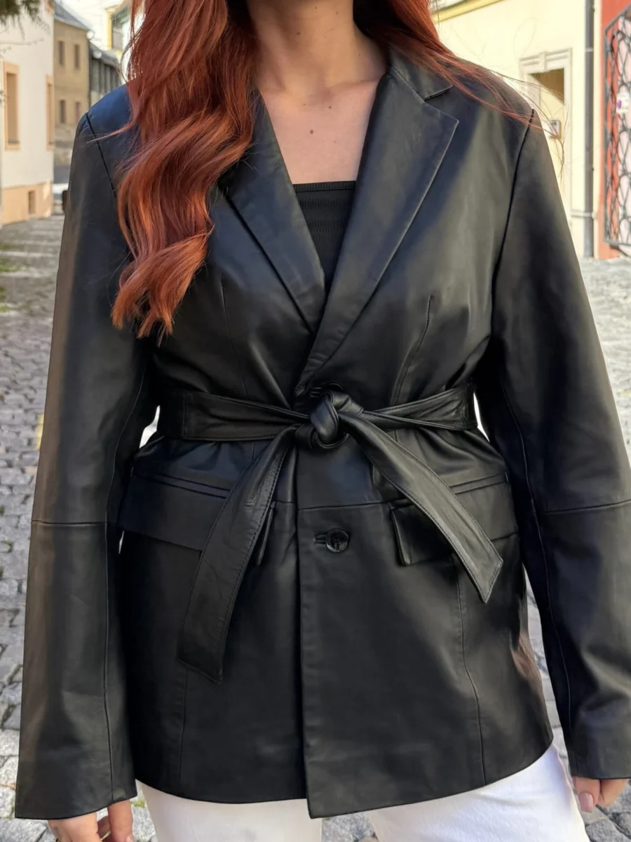 Leonardo – Černé kožené sako unisex - Obrázek 2