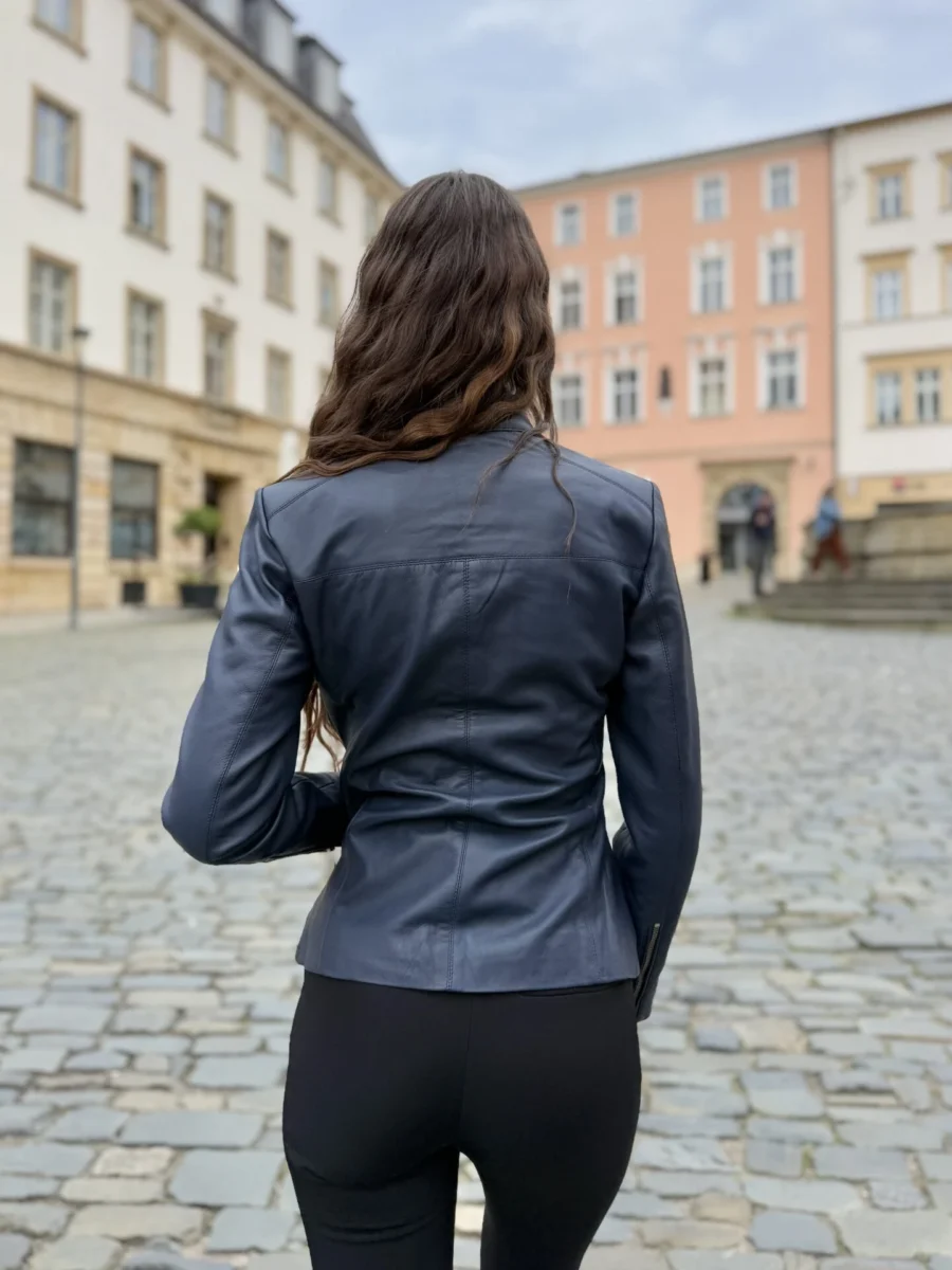 Becca Navy Blue - Kožená bunda tmavě modrá - Obrázek 5
