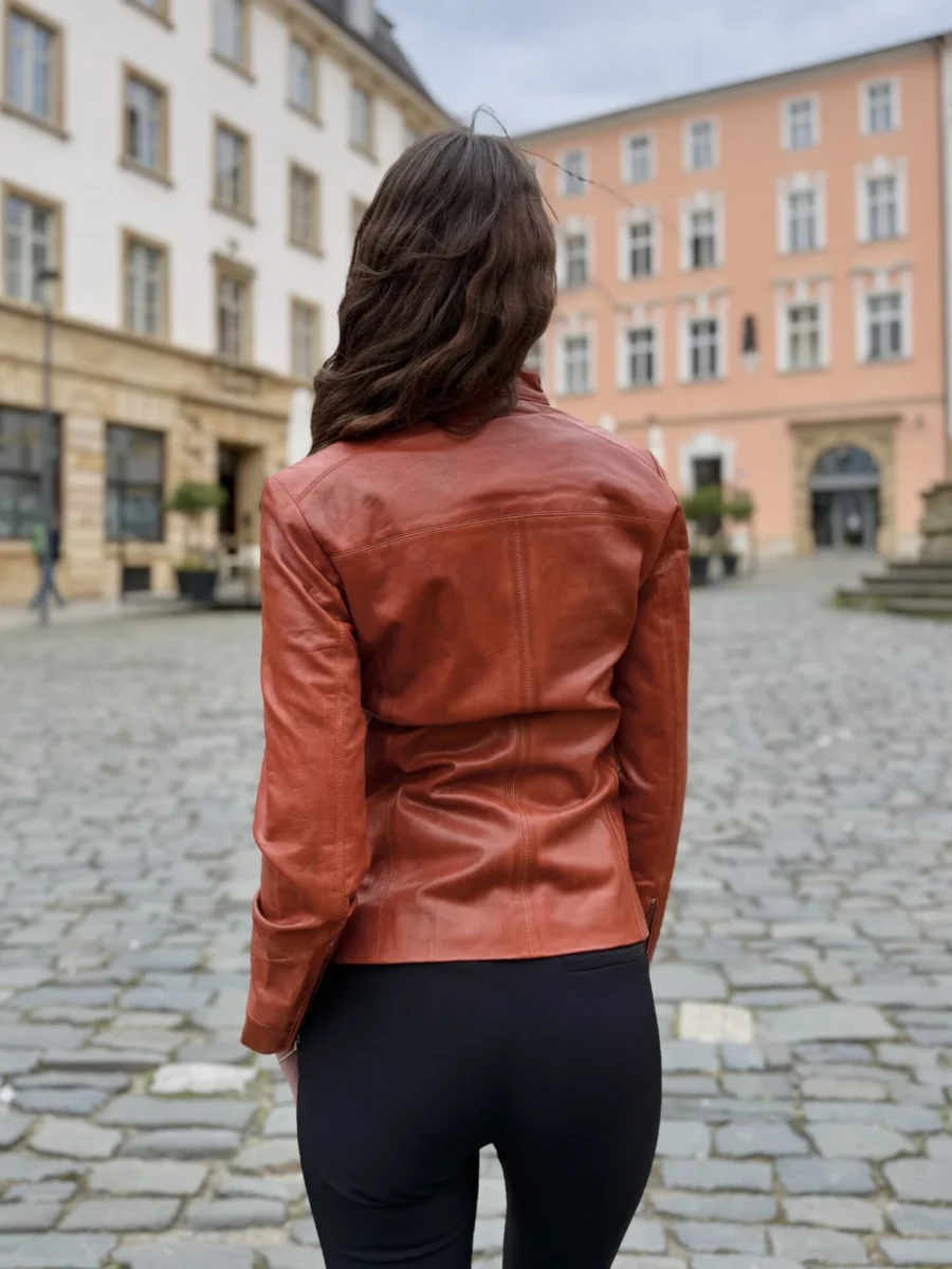 Becca bordeaux - dámská kožená bunda - Obrázek 5