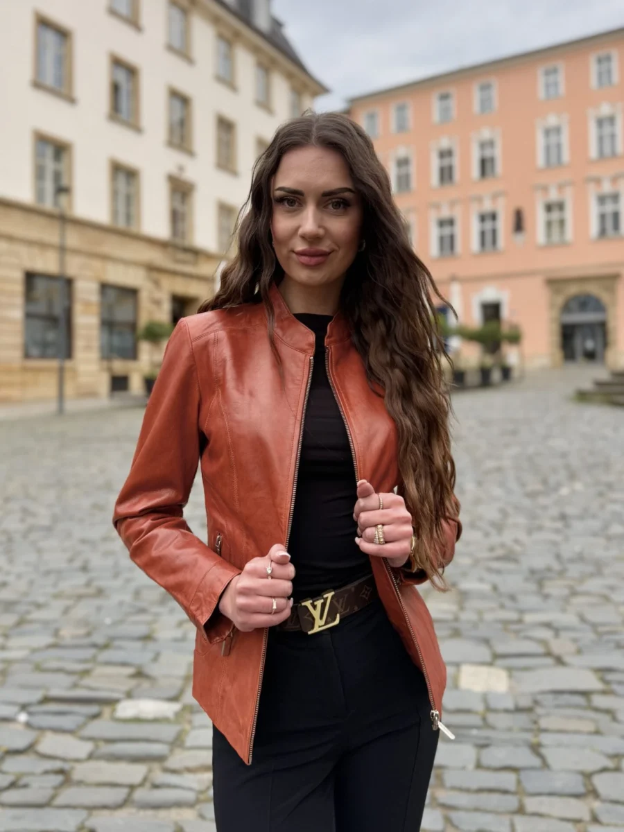 Becca bordeaux - dámská kožená bunda - Obrázek 3
