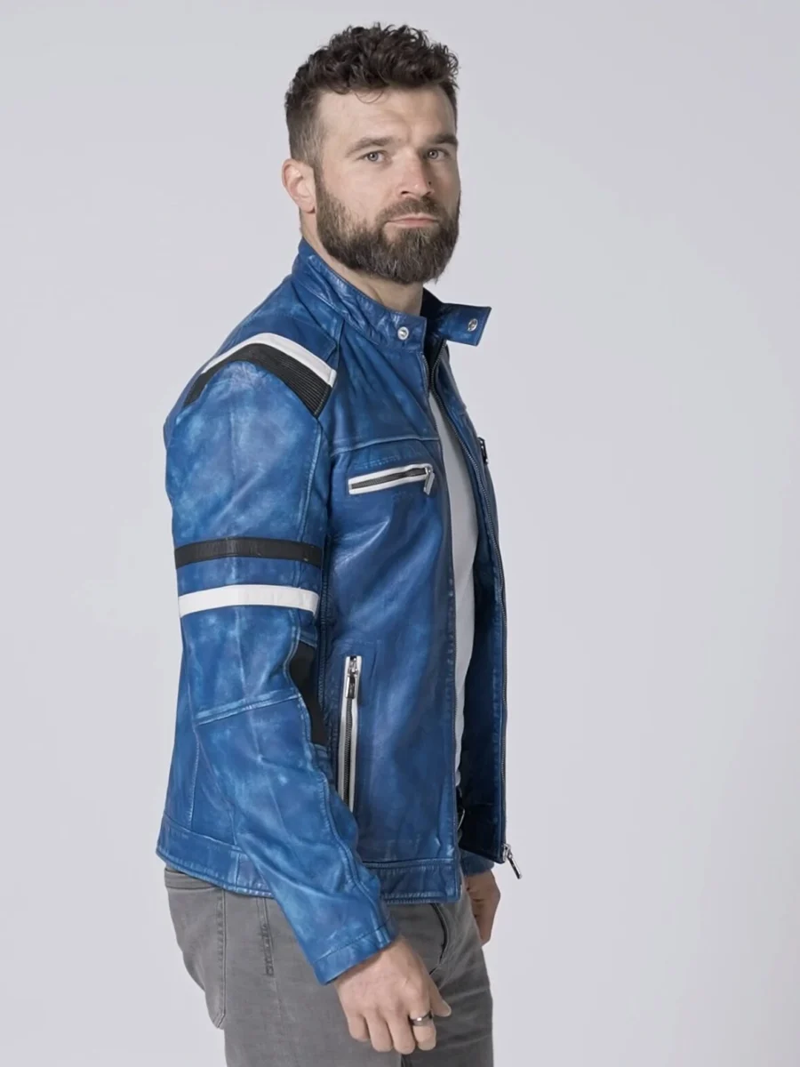 Hamilton supersport - kožená sportovní bunda modrá denim - Obrázek 3