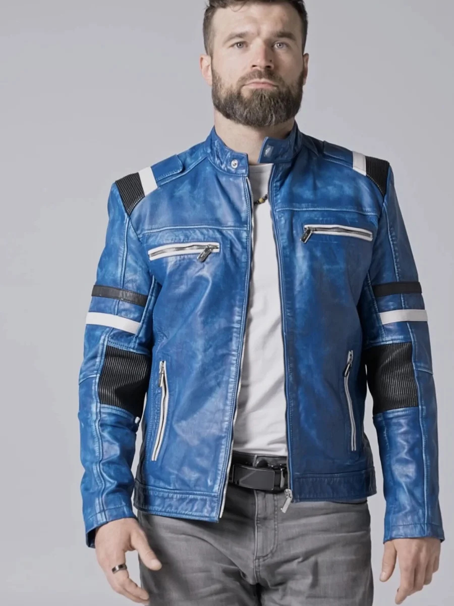 Hamilton supersport - kožená sportovní bunda modrá denim - Obrázek 5
