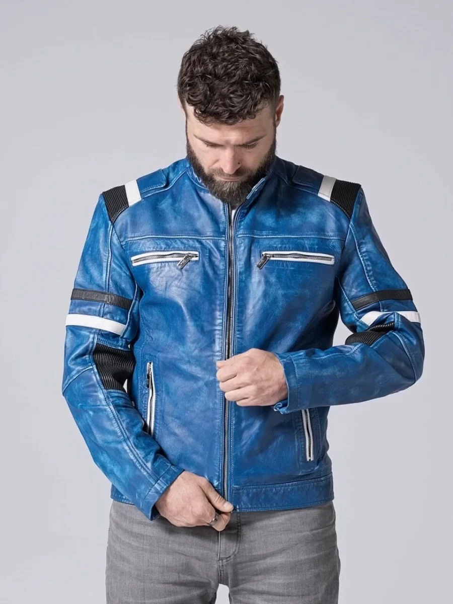 Hamilton supersport - kožená sportovní bunda modrá denim - Obrázek 6