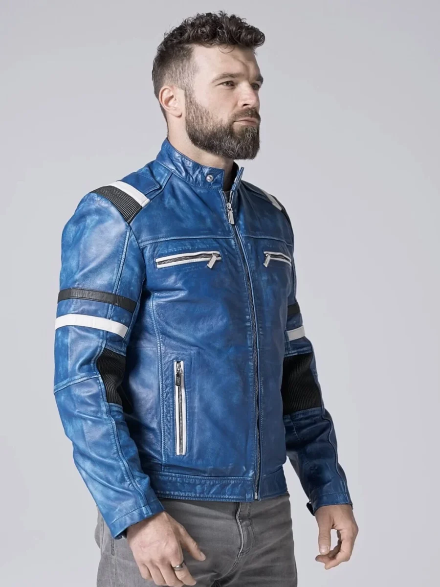 Hamilton supersport - kožená sportovní bunda modrá denim - Obrázek 8