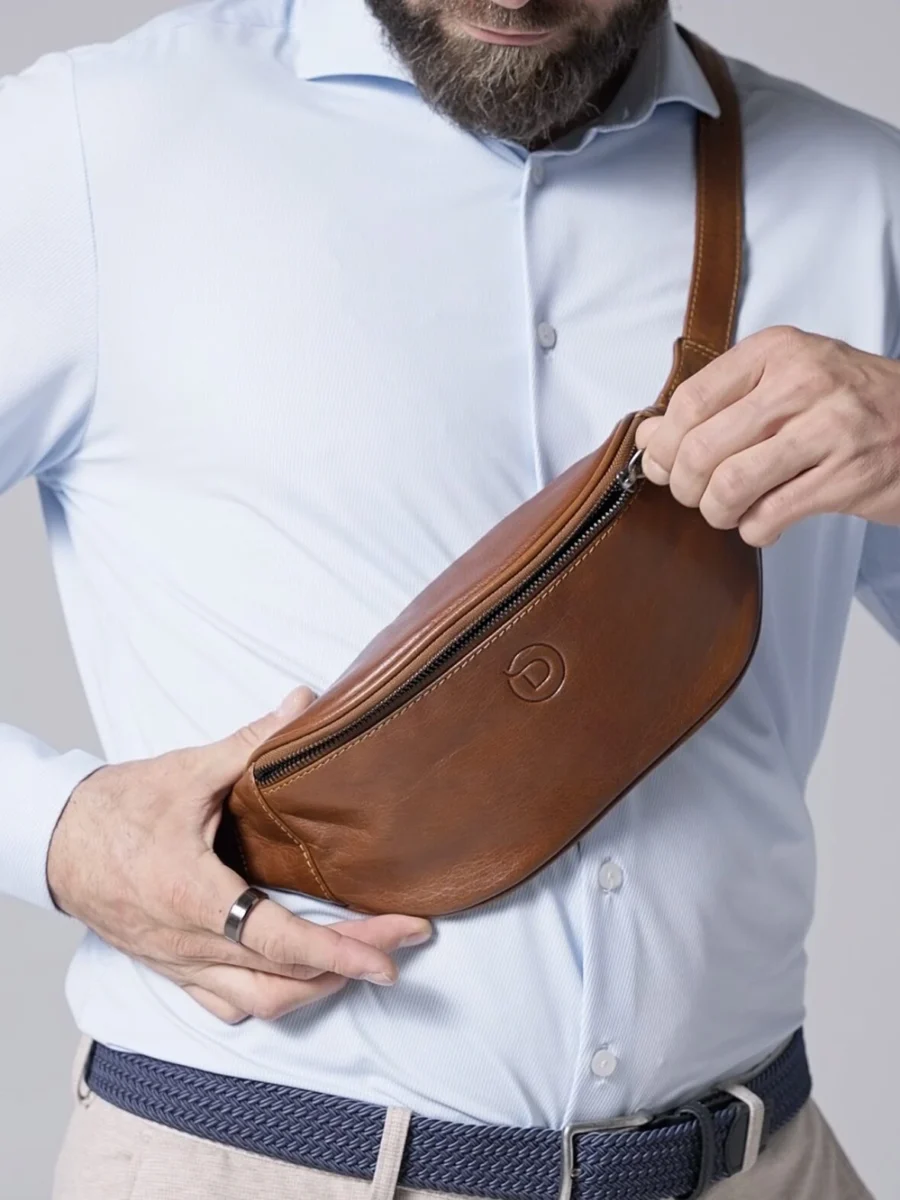 Wallstreet Benjamin Chestbag - kožená ledvinka koňaková - Obrázek 2