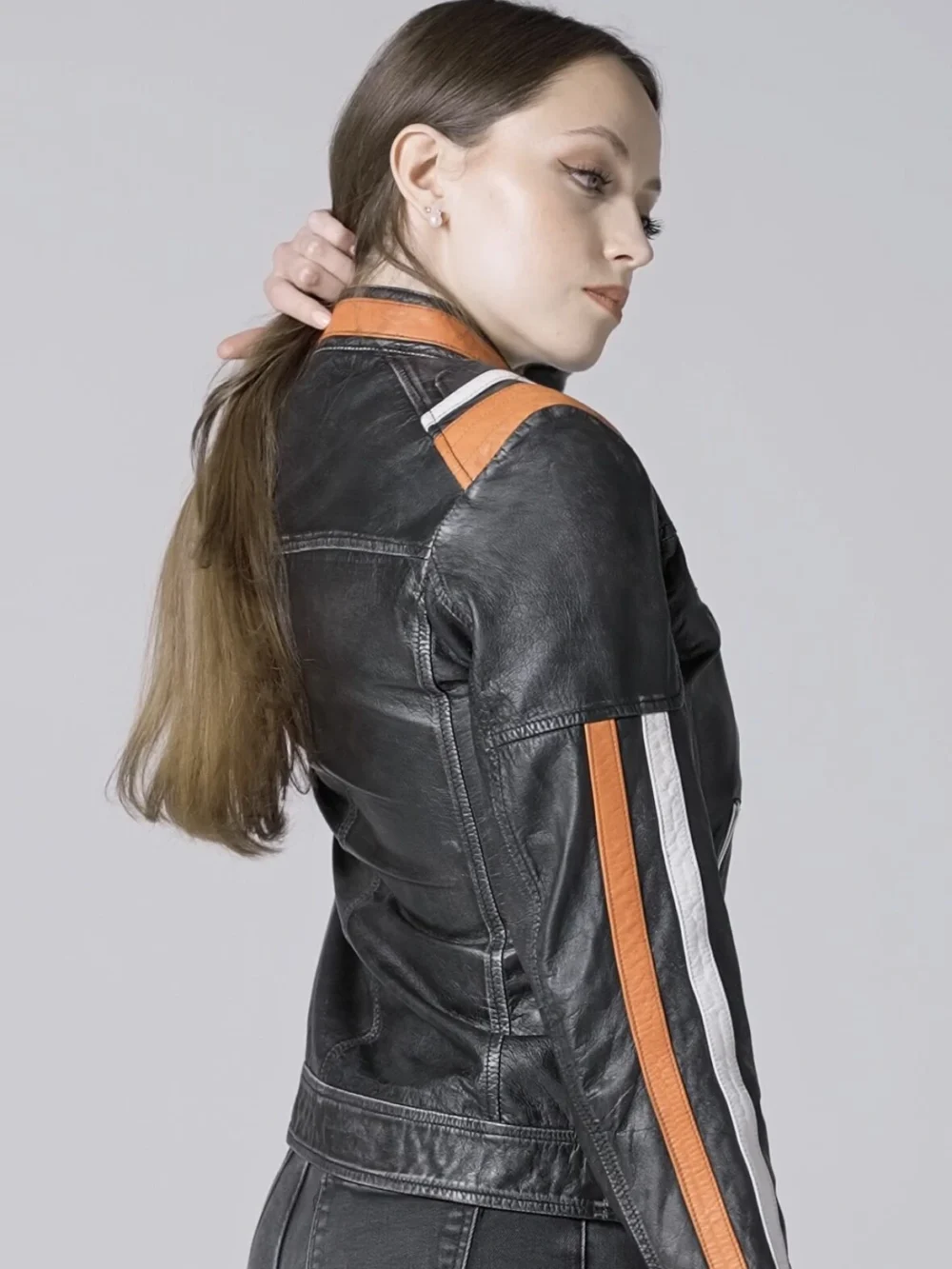 Avanzo Supersport Stripes - Dámská sportovní bunda černá/oranž - Image 4