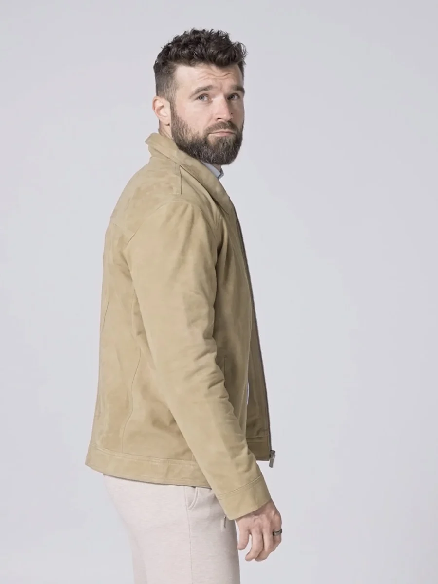 Delon 77 Sand Suede – Kožená bunda s límcem semiš písková - Obrázek 12