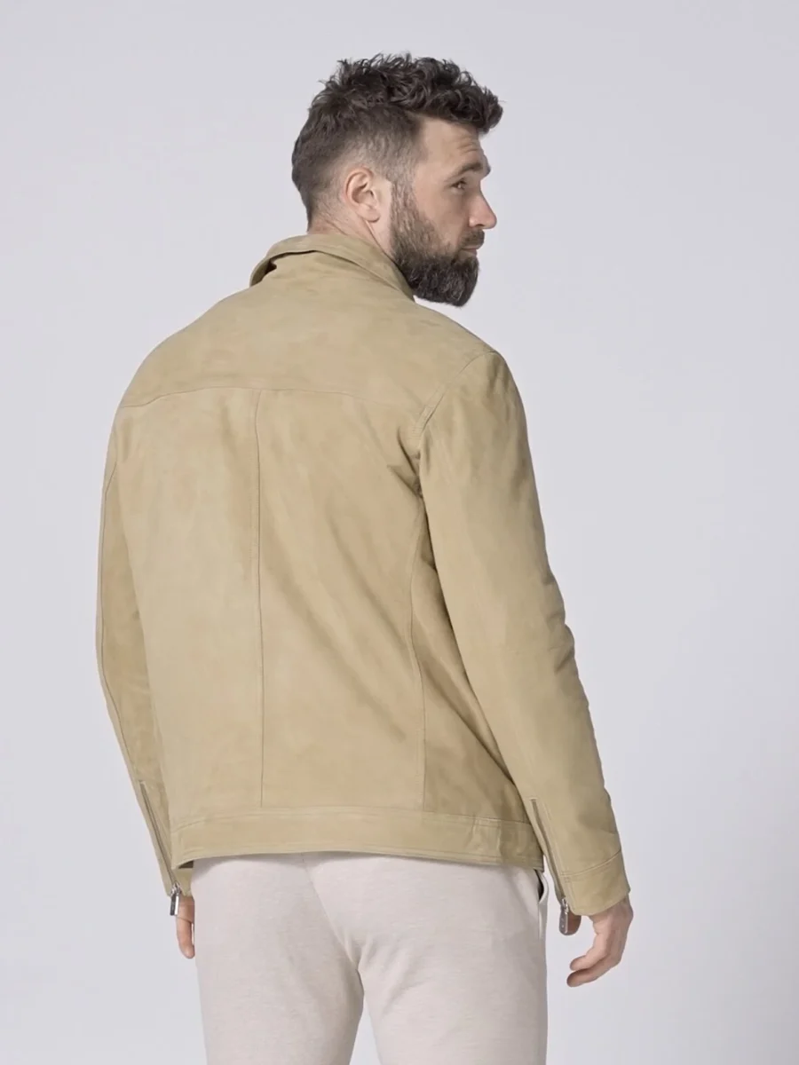 Delon 77 Sand Suede – Kožená bunda s límcem semiš písková - Obrázek 3