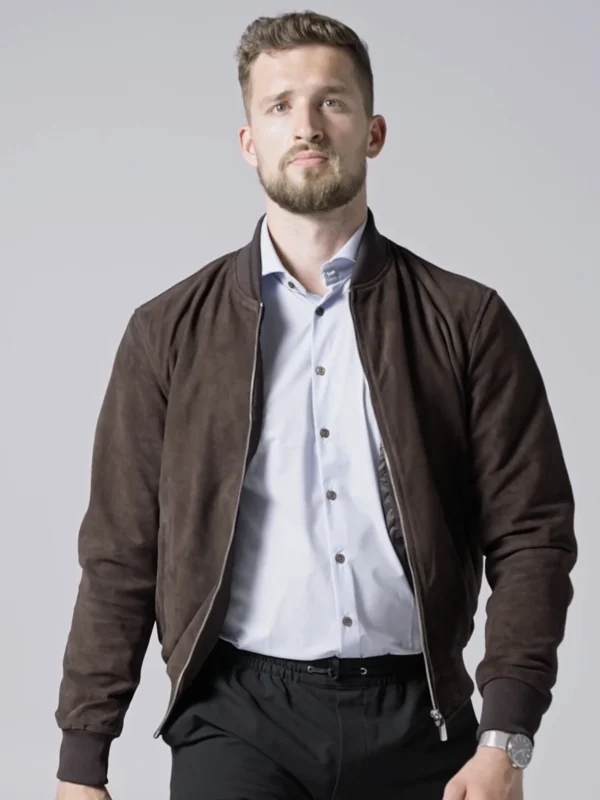 kožený bomber semiš