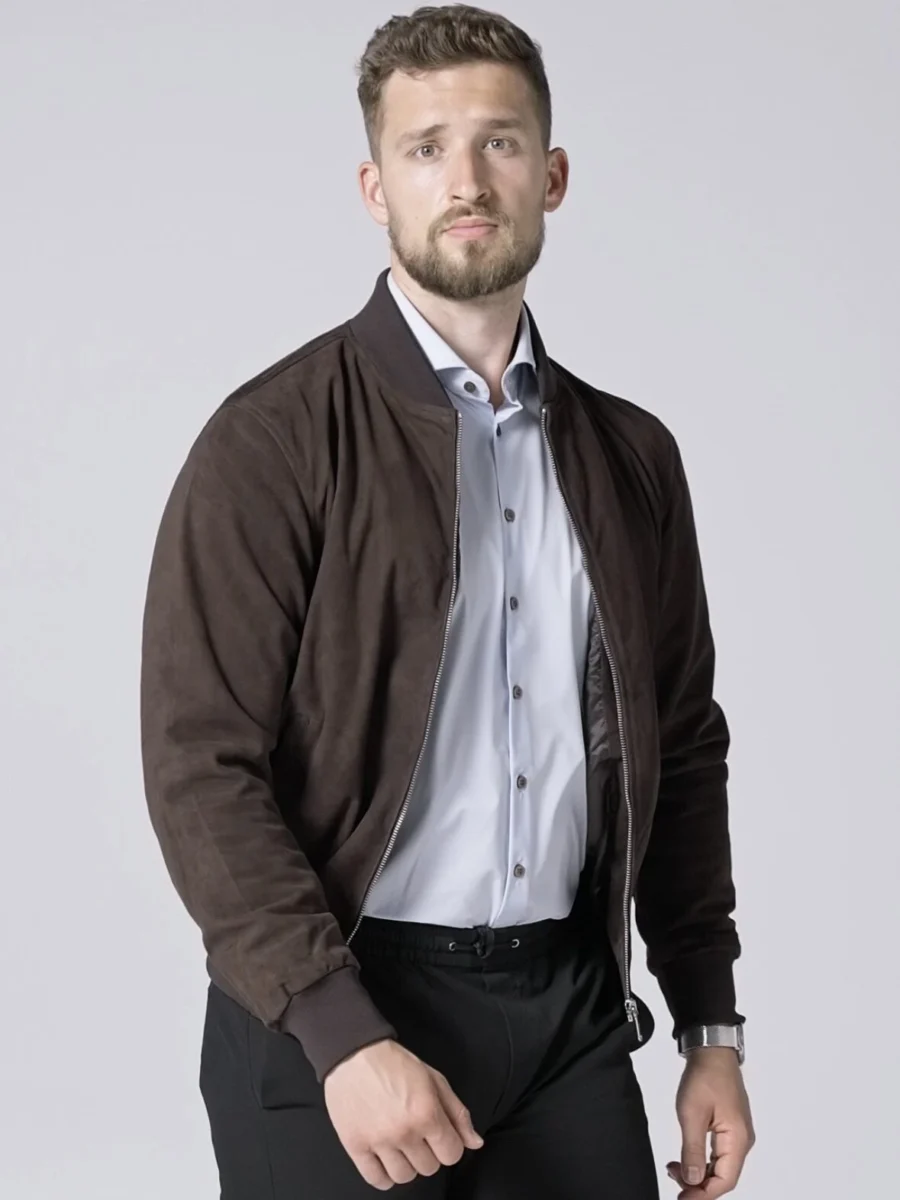 Rocky Bomber Suede Brown – Pánský kožený bomber semiš hnědý - Obrázek 4