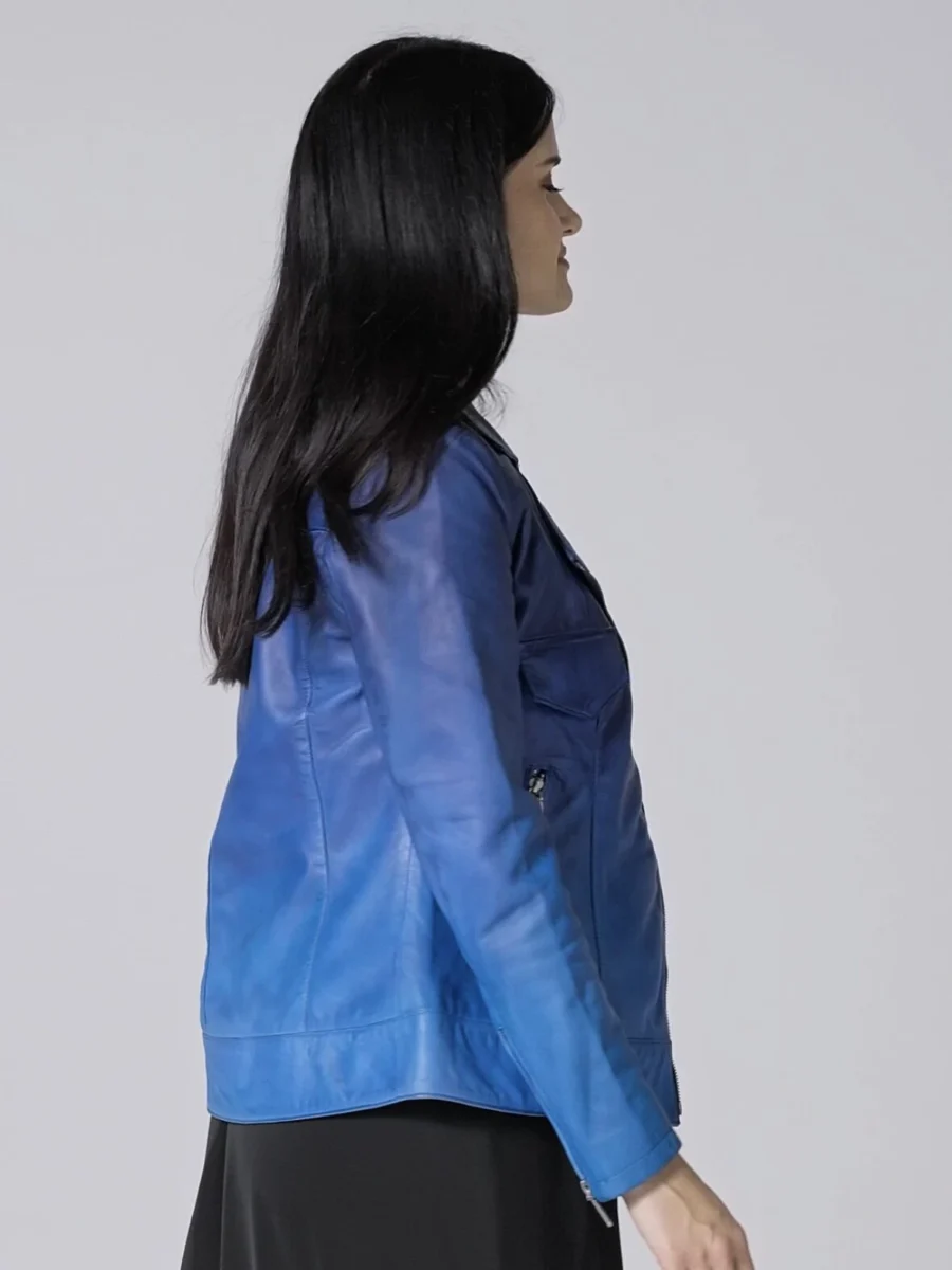 Aurelie Blue Ombre - Kožený Křivák Modré Ombré - Obrázek 3