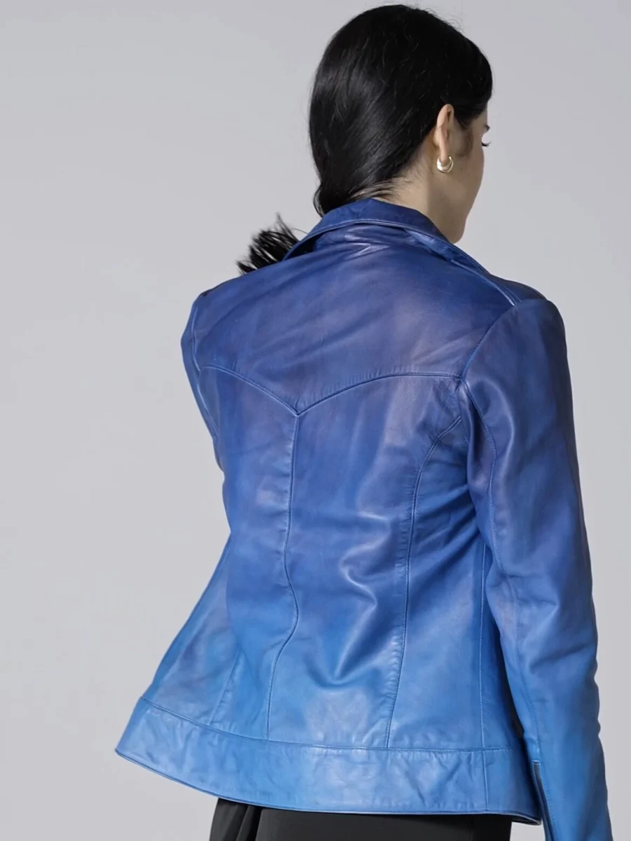 Aurelie Blue Ombre - Kožený Křivák Modré Ombré - Obrázek 6