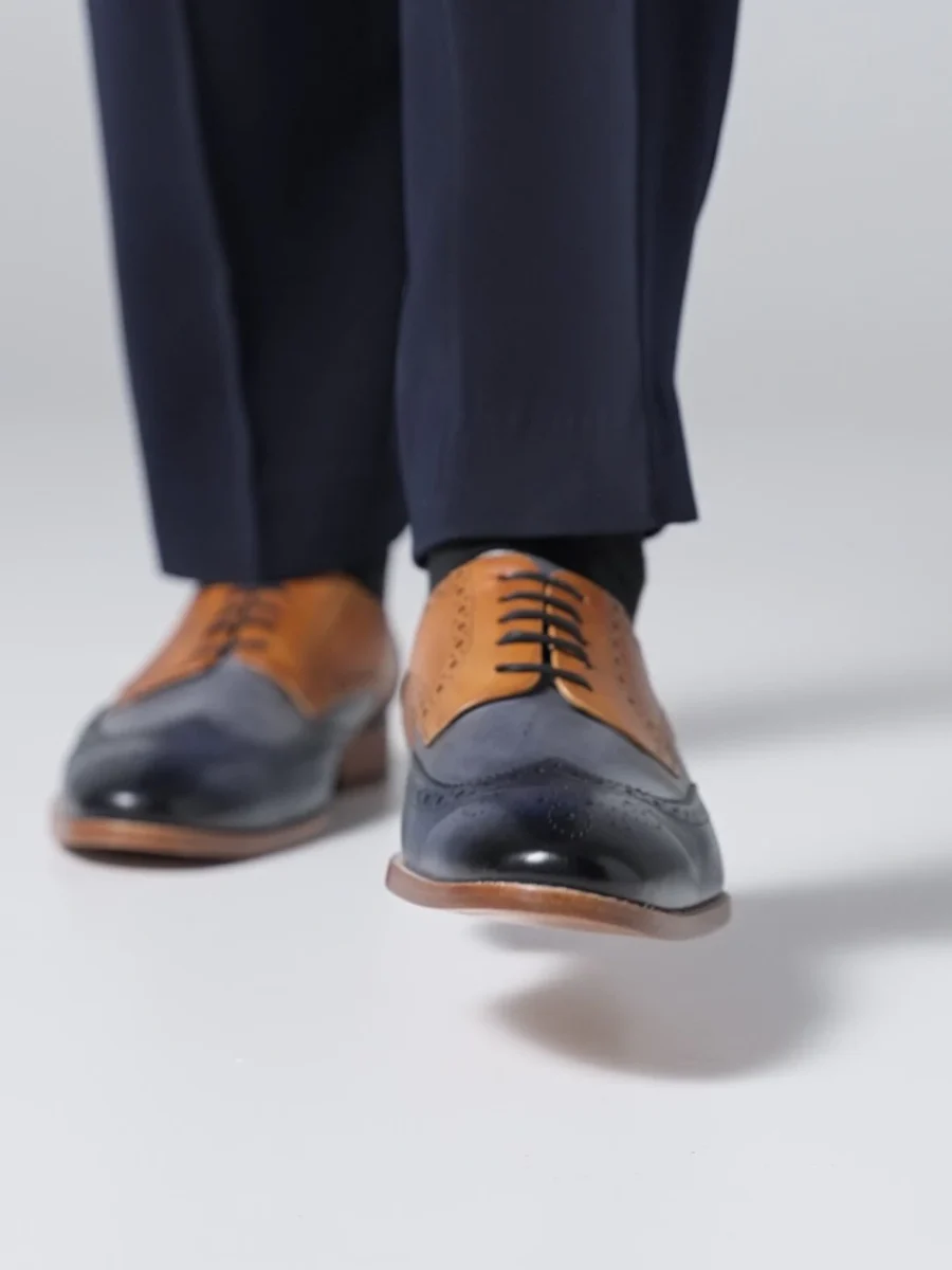 Oxford Auckland Brogue 3.0 - Kožené boty modrá-koňak - Obrázek 2