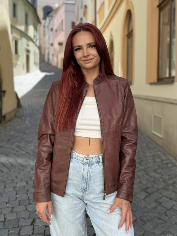 Becca Brown Antique – Kožená bunda hnědá