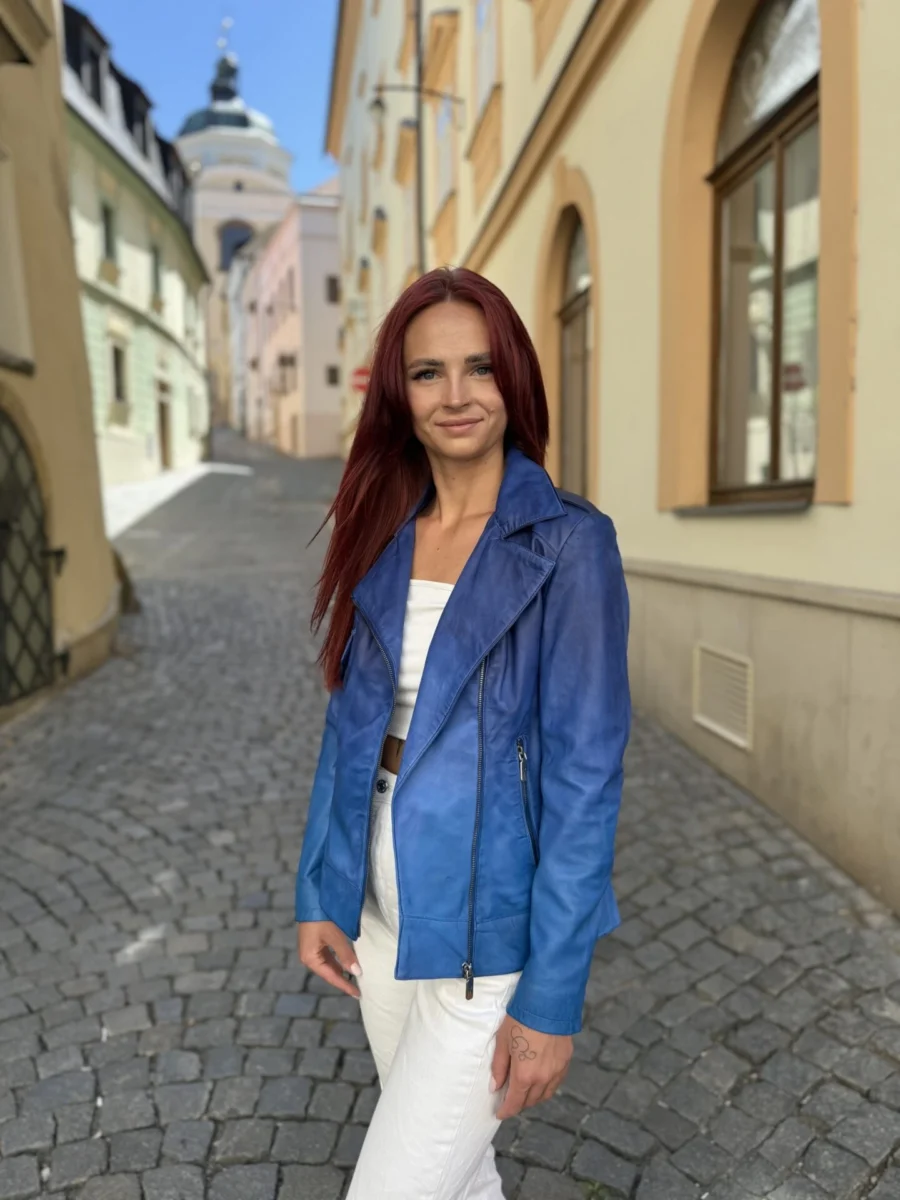 Aurelie Blue Ombre - Kožený Křivák Modré Ombré - Obrázek 11