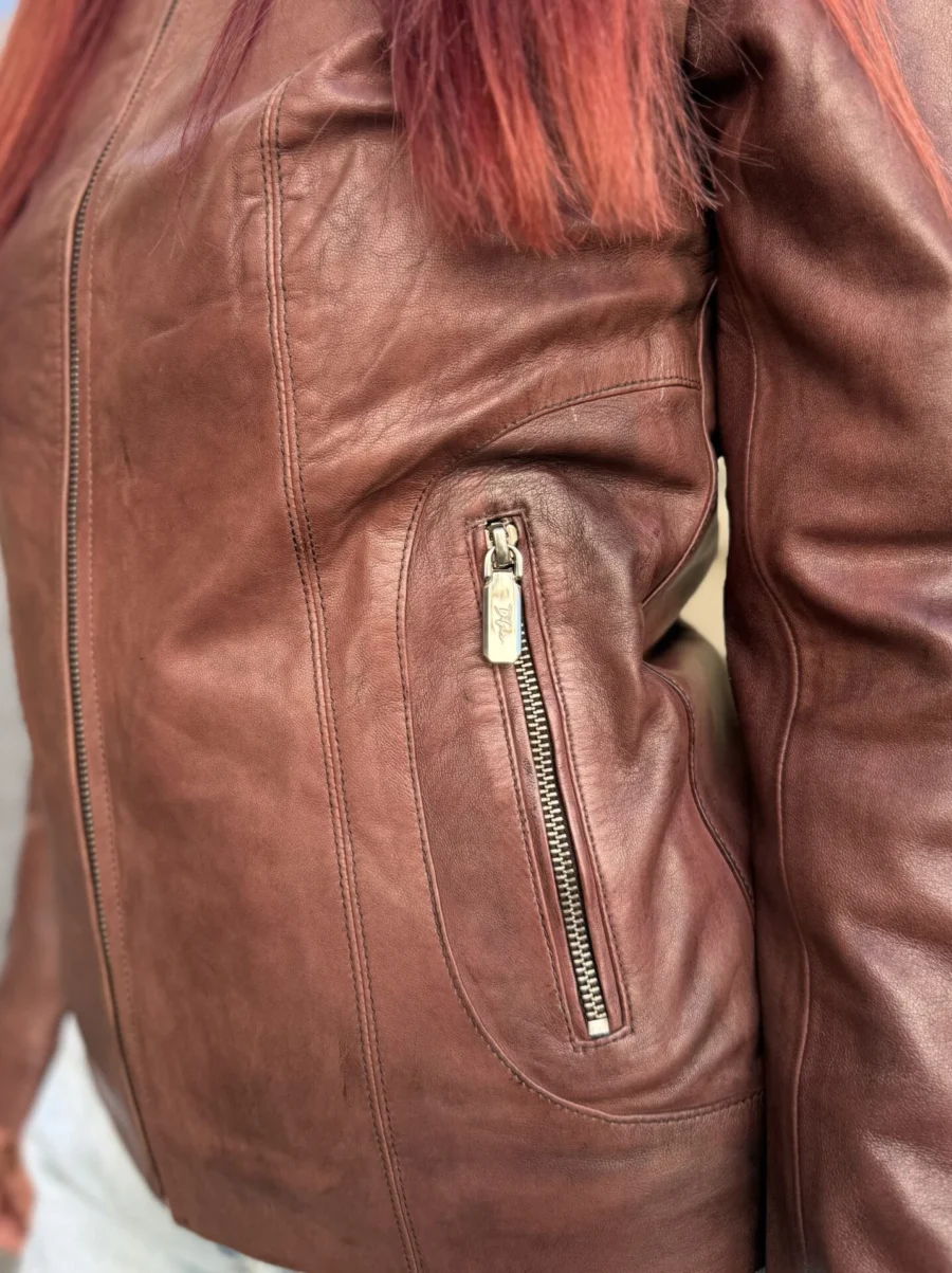 Becca Brown Antique – Kožená bunda hnědá - Obrázek 5