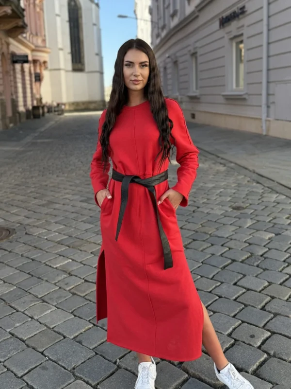 Lorein - Dámské bavlněné šaty červené