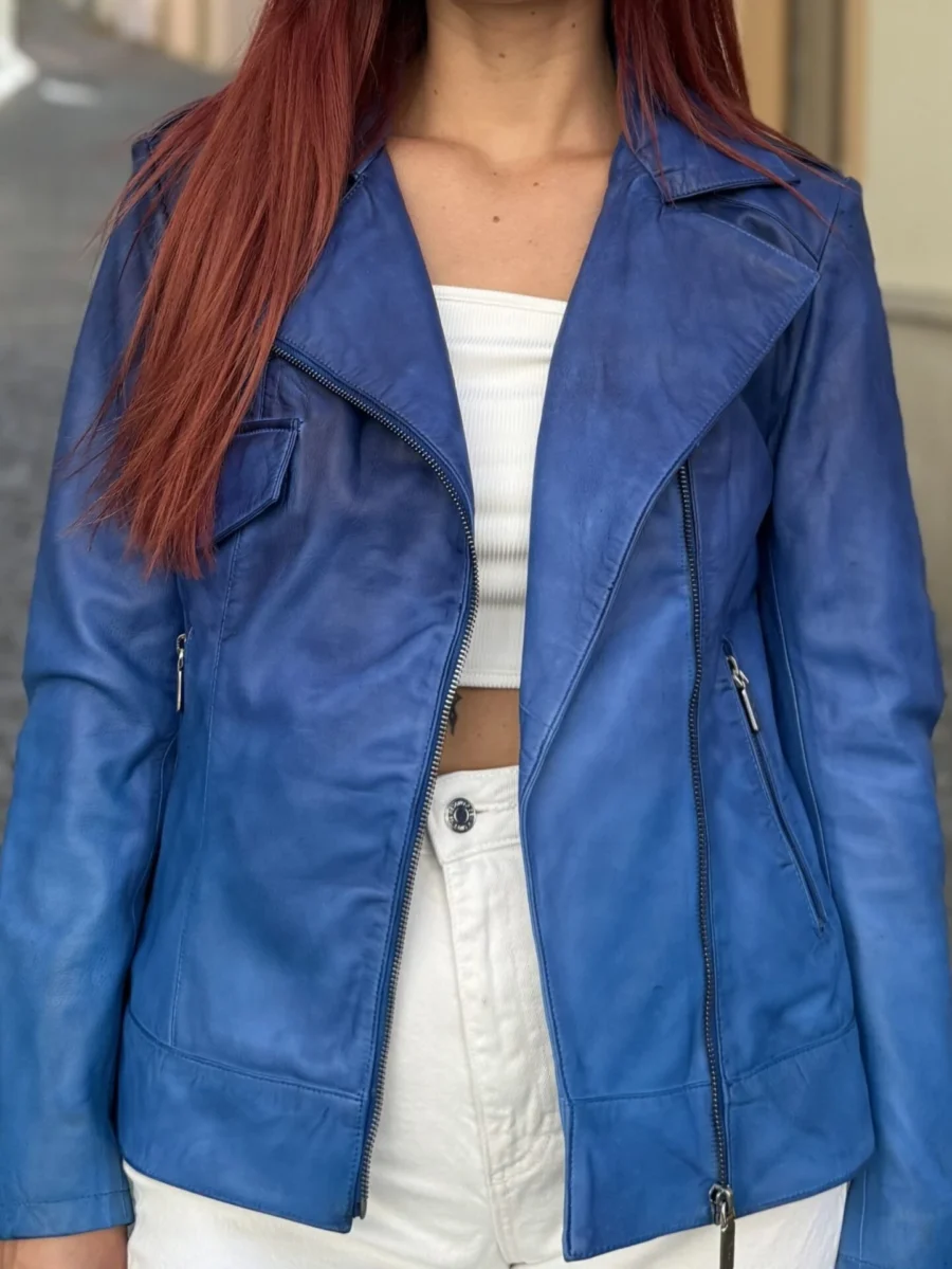 Aurelie Blue Ombre - Kožený Křivák Modré Ombré - Obrázek 9